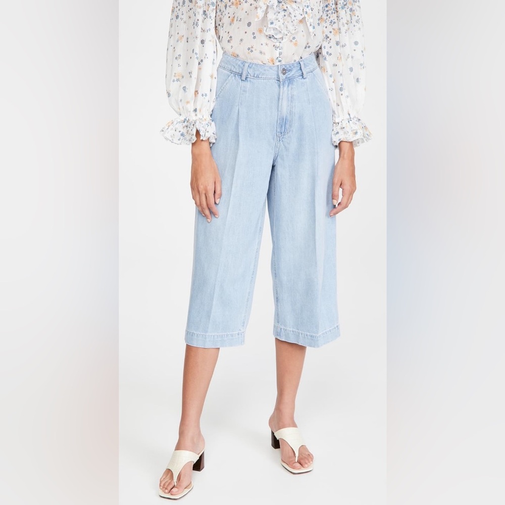 NWT PAIGE Clarice Ultra High-Rise Pintucked Culotte Jeans Women's Size 23